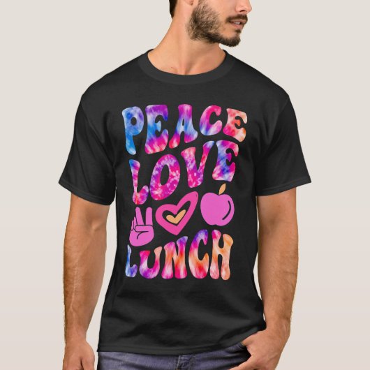 PEACE LOVE LUNCH Lady Retro Cafeteria Groovy 100 D Tシャツ (正面)