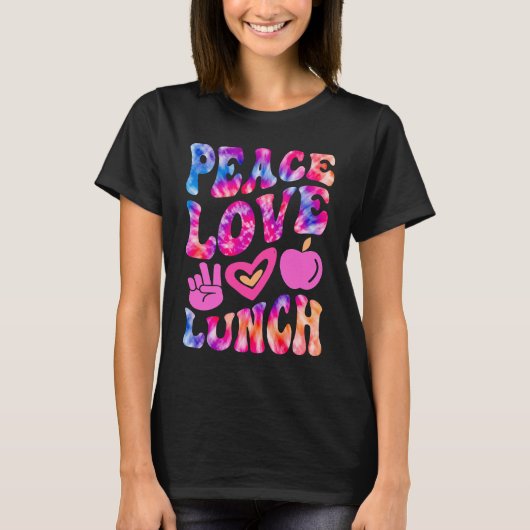 PEACE LOVE LUNCH Lady Retro Cafeteria Groovy 100 D Tシャツ (正面)