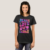 PEACE LOVE LUNCH Lady Retro Cafeteria Groovy 100 D Tシャツ (正面フル)