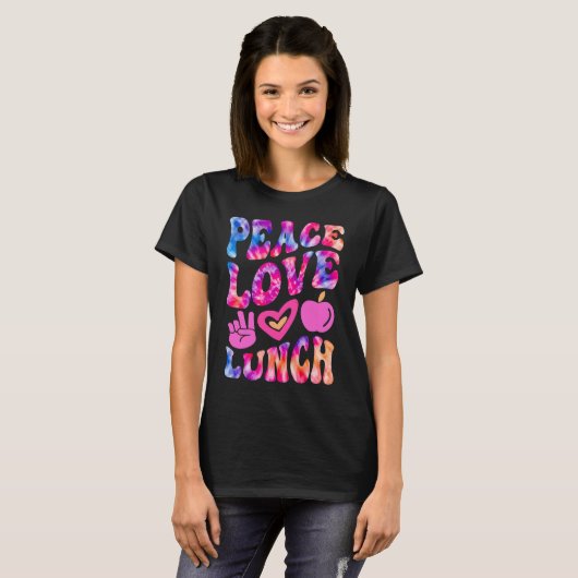 PEACE LOVE LUNCH Lady Retro Cafeteria Groovy 100 D Tシャツ (正面フル)