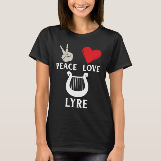 Peace Love Lyre French Horn Lyre Instrument Lyre P Tシャツ (正面)