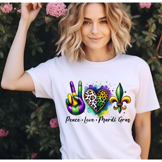 Peace love Mardi Gras,ニューオーリンズの(紋章の)フラ・ダ・リ Tシャツ