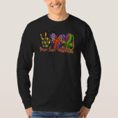 Peace Love Mardi Gras Crawfish Heart Checked Festi Tシャツ (正面)