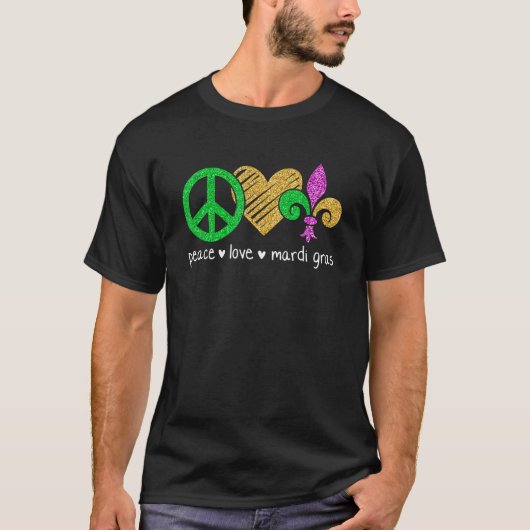 Peace Love Mardi Gras Funny Mardi Gras Party Women Tシャツ (正面)