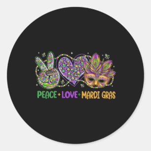 Peace Love Mardi Gras MaskビーズFor Women Carniva ラウンドシール