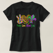 🎭 Peace Love Mardi Gras Tシャツ – フェスティバル&おもしろいD