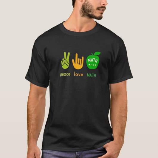 Peace Love Math Fingers Hand Sign Painter Math Tea Tシャツ (正面)