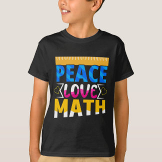 Peace Love Math School Subject Tシャツ