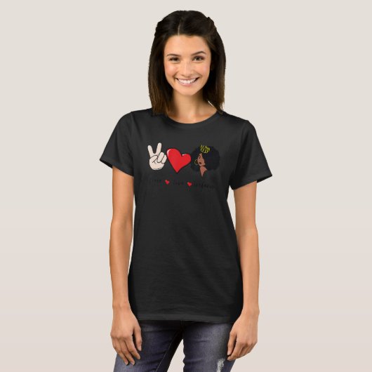 Peace Love Melanin Black History Month BLM Afro Qu Tシャツ (正面フル)