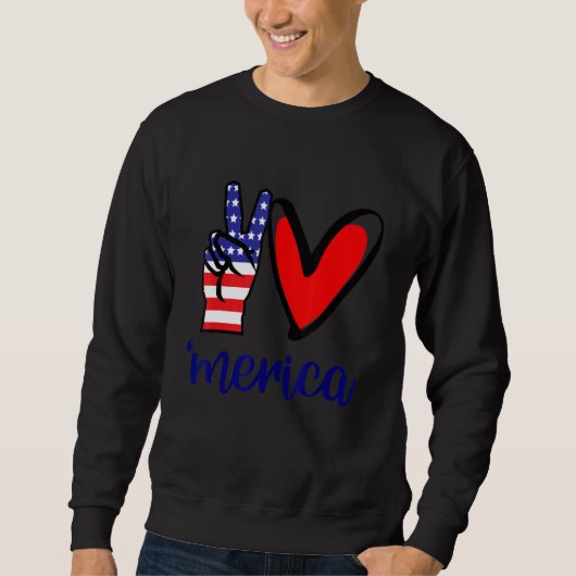Peace Love Merica 4th 7月の独立記念日Usa Me スウェットシャツ (正面)