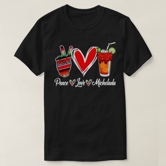 Peace Love Micheladas Mexican Beer Michelada Hippi Tシャツ (デザイン正面)