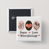 Peace Love Microbiologyボタン 缶バッジ (正面&裏面)