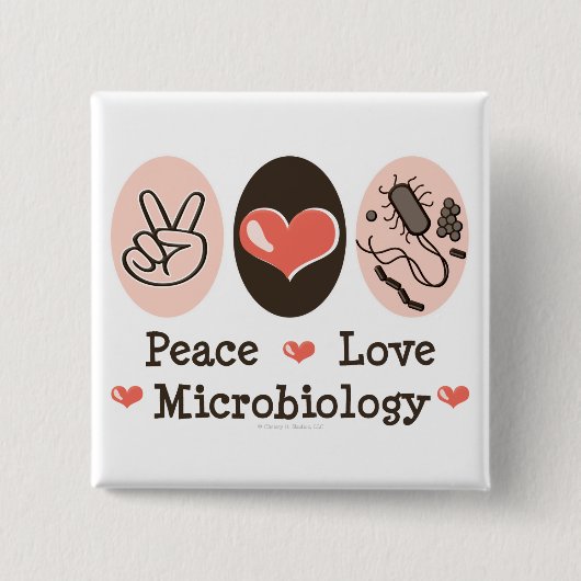 Peace Love Microbiologyボタン 缶バッジ (正面)