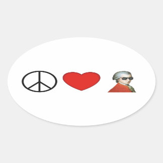 Peace, Love, Mozart – 音楽愛好家のためのシール! 楕円形シール