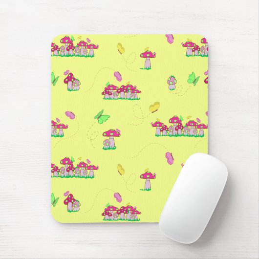 Peace Love Mushrooms マウスパッド (マウス)