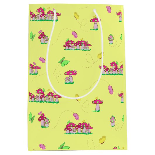 Peace Love Mushrooms Gift Bag ミディアムペーパーバッグ (正面)