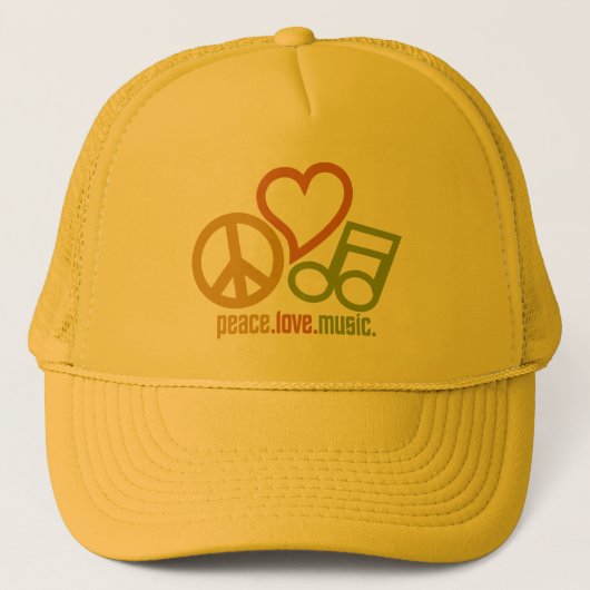 Peace Love Musicの帽子 – 色を選択 キャップ (正面)