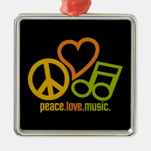 Peace Love Musicオーナメント、カスタマイズ可能 メタルオーナメント