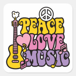 Peace Love Musicステッカー スクエアシール
