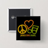 Peace Love Musicボタン 缶バッジ (正面&裏面)