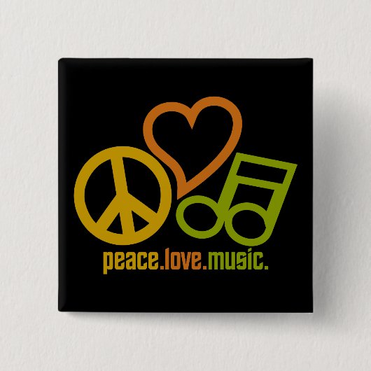 Peace Love Musicボタン 缶バッジ (正面)