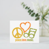 Peace Love Musicポストカード、カスタマイズ可能 ポストカード (スタンド正面)