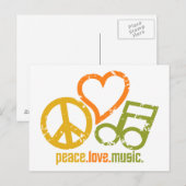 Peace Love Musicポストカード、カスタマイズ可能 ポストカード (正面/裏面)