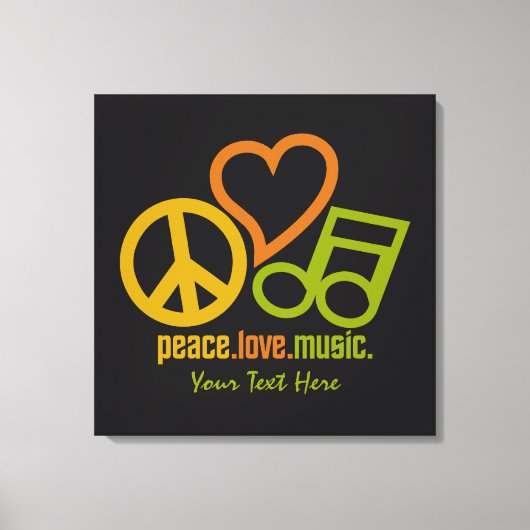 Peace Love Music カスタムキャンバス印刷 キャンバスプリント (正面)