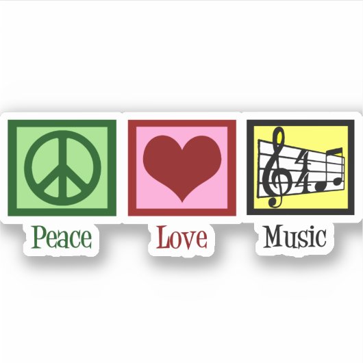Peace Love Music Laptop シール (正面)