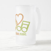 Peace Love Music mag -スタイルとカラーを選択 フロストグラスビールジョッキ (正面右)