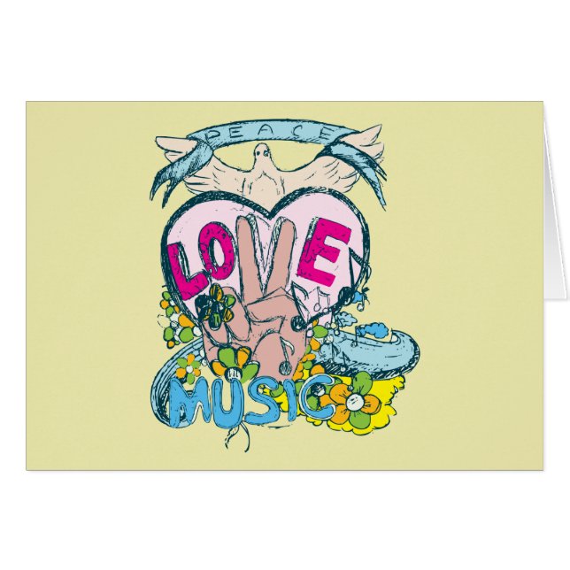 Peace Love Music - Sixties 1960イラストレーション (正面横)
