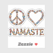 Peace Love Namaste Butterflies - Colorful Graphic シール (シート)