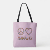 Peace Love Namaste Butterflies - Pink Graphic Yoga トートバッグ (裏面)