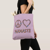 Peace Love Namaste Butterflies - Pink Graphic Yoga トートバッグ (クローズアップ)