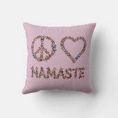 Peace Love Namaste - Pink Butterfly Art Print クッション (裏面)