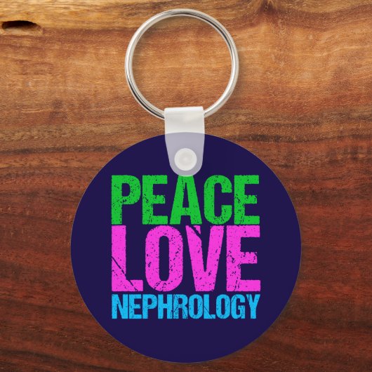 Peace Love Nephrology キーホルダー (正面)