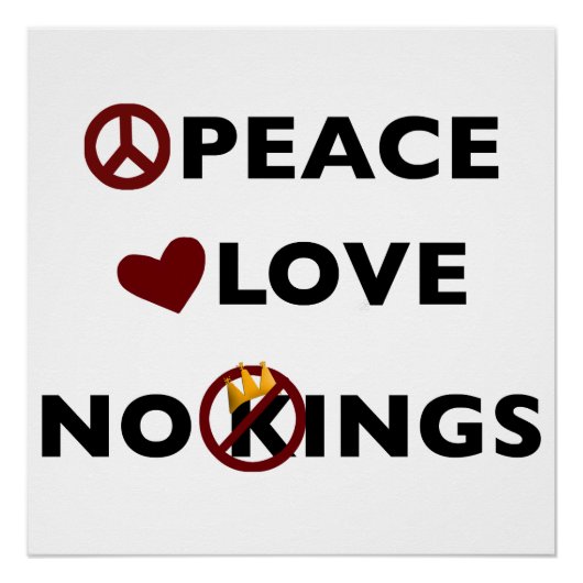 Peace Love No Kings Symbols Inspirational ポスター (正面)