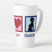 Peace Love Obstetrics Cute OBGYN Office カフェラテマグ (右アングル)