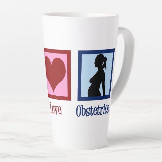 Peace Love Obstetrics Cute OBGYN Office カフェラテマグ (右アングル)