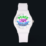 Peace Love OT職業セラピスト 腕時計<br><div class="desc">Peace Loveグリーン、ピンク、ブルーの職業セラピー。職業セラピスト。</div>