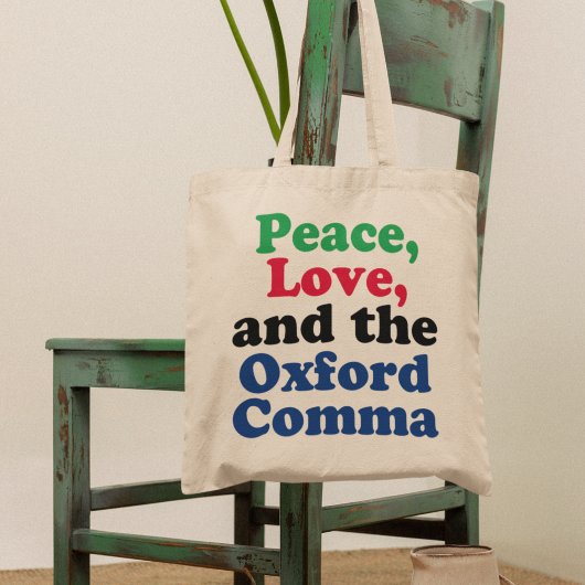 Peace Love Oxfordカンマ文おもしろい法 トートバッグ