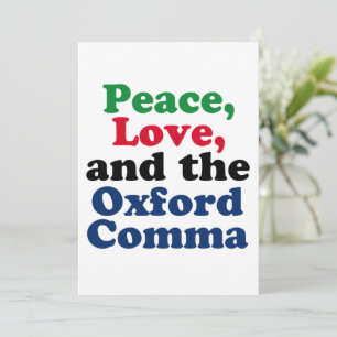 Peace Love Oxford Comma English Grammarユーモア カード