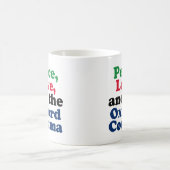 Peace Love Oxford Comma English Grammarユーモア コーヒーマグカップ (中央)