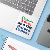 Peace Love Oxford Comma English Grammarユーモア シール (ノートパソコンとiPhone)