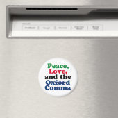 Peace Love Oxford Comma English Grammarユーモア マグネット (インサイチュ (食洗機))