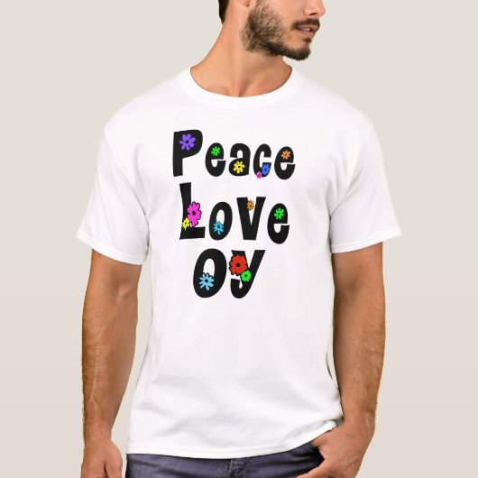 Peace Love Oy Jewish Hippie Tシャツ (正面)