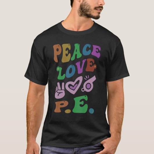 PEACE LOVE P Eレトロジム先生Groovy School 1 Tシャツ (正面)