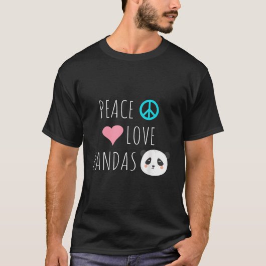 Peace Love Pandas Panda Bear Animal Pet Love Tシャツ (正面)