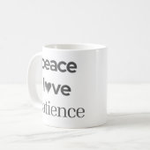 Peace Love Patience - Calm Modern Motivational Tea コーヒーマグカップ (正面左)