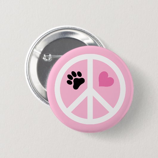 Peace Love Paws Pawprint 缶バッジ (正面&裏面)